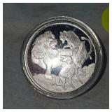 2022 1  oz Lions and Wolves Silver Round