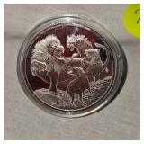 2022 1  oz Lions and Wolves Silver Round