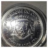 2016 1 oz Silver Congo Silverback -5000 francs