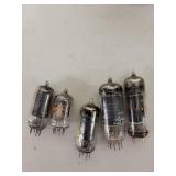 Collection of 5 Vintage Wards Airline Vacuum Tubes with Decorative Tin