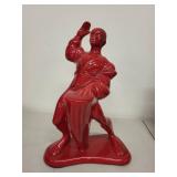 Vintage Red Ceramic Martial Arts Figurine 10 Inches Tall