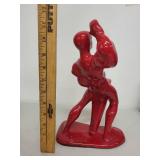 Vintage Red Ceramic Martial Arts Figurine 10 Inches Tall