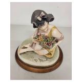 1981 B. Merli Girl with Basket of Flowers Porcelain Figurine