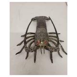Vintage Brass Lobster Figure with Red Eyes