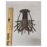 Vintage Brass Lobster Figure with Red Eyes