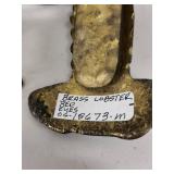Vintage Brass Lobster Figure with Red Eyes