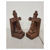 Pair of Decorative Cross Bookends with Ornate Design