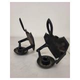 Pair of Vintage Cast Iron Wall-Mount Candle Holders