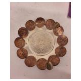 Vintage Frankfort Distillery Amber Bottle and Silver-Plated Coasters Set