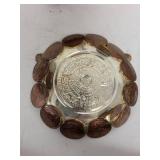 Vintage Frankfort Distillery Amber Bottle and Silver-Plated Coasters Set