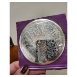 Vintage Frankfort Distillery Amber Bottle and Silver-Plated Coasters Set