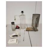 Assorted Vintage Laboratory Glassware and Anheuser-Busch Collectibles