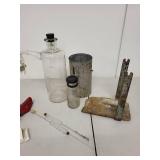 Assorted Vintage Laboratory Glassware and Anheuser-Busch Collectibles