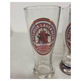 Set of 4 St. Louis Lager Beer Glasses with Decorative Tin