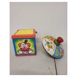 Vintage 1978 Mattel Jack in the Music Box and Old King Cole Tin Spinning Top