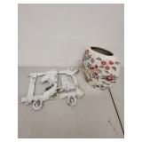 Royal Garden Otagiri Bird Floral Vase and Cast Iron Horse Boot Wall Mount