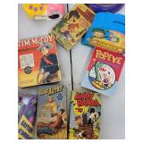 Vintage Toys and Comic Books Collection with Mickey Mouse Game and Tonka Car