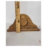 Mantel Clock with Oak Wood Case and Brass Trim