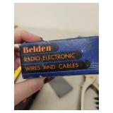 Mixed Lot of Tools, Belden Wires, Vintage Bookmark, and Peanuts Bag