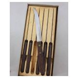 Set of 6 Real-Keen Stainless Steel Steak Knives with Wooden Handles