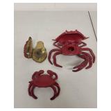 Set of 3 Red Cast Iron Crab and Lobster Bottle Openers