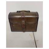 Vintage MCD Maple Core Divestco Domed Metal Lunch Box with Leather Strap
