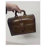 Vintage MCD Maple Core Divestco Domed Metal Lunch Box with Leather Strap