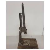 Vintage Everedy Metal Can Opener on Wooden Base