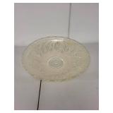 Vintage Clear Glass Embossed Floral Serving Platter, 14 Inch