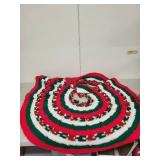 Handmade Crocheted Christmas Tree Skirt in Red, Green, and White
