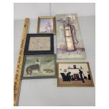 Collection of 5 Framed Vintage Artwork and Prints