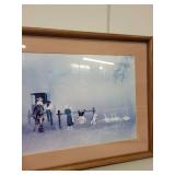 Framed Amish Country Artwork Print with Family and Horse Scene
