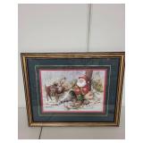 Framed Home Interiors Santa Claus Winter Scene Print