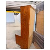 Solid Oak Wood Cabinet Bookcase - Upper Open Compartment with Three Shelves & Lower Double Doors ** PLEASE NOTE ALTERNATE PICK UP LOCATION