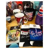 Elvis Presley Collectibles Lot with Mugs, Trays, Coasters and Drinkware