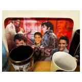 Elvis Presley Collectibles Lot with Mugs, Trays, Coasters and Drinkware