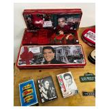 Elvis Presley Collectibles Lot - Tins, Coasters, Cards, Trash Can, Mini Lunchbox