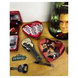 Elvis Presley Collectibles Lot - Tins, Coasters, Cards, Trash Can, Mini Lunchbox
