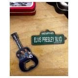 Elvis Presley Collectibles Lot - Tins, Coasters, Cards, Trash Can, Mini Lunchbox