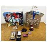 Large Elvis Presley Memorabilia Collection with Board Game, Jewelry, and Collectibles