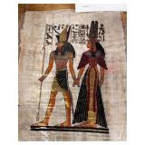 Mixed Art Lot: Shakiba Print with 2 Egyptian Papyrus Paintings