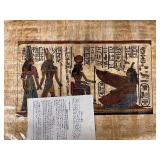 Mixed Art Lot: Shakiba Print with 2 Egyptian Papyrus Paintings