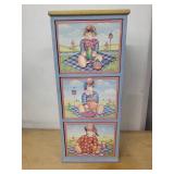Hand-Painted 3-Drawer Wooden Cabinet with Nursery Motif