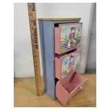 Hand-Painted 3-Drawer Wooden Cabinet with Nursery Motif