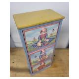 Hand-Painted 3-Drawer Wooden Cabinet with Nursery Motif