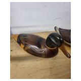 Pair of Hand-Carved Wooden Duck and Goose Decoys Signed R. Goodpaster