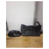 Fossil Black Leather Satchel Bag and Large Shoulder Tote Purse Set