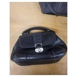 Fossil Black Leather Satchel Bag and Large Shoulder Tote Purse Set