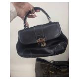 Fossil Black Leather Satchel Bag and Large Shoulder Tote Purse Set