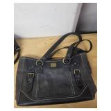 Fossil Black Leather Satchel Bag and Large Shoulder Tote Purse Set
